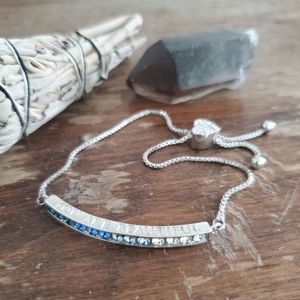 swarovski crystal blue silver plate heart beautiful adjustable chain bracelet